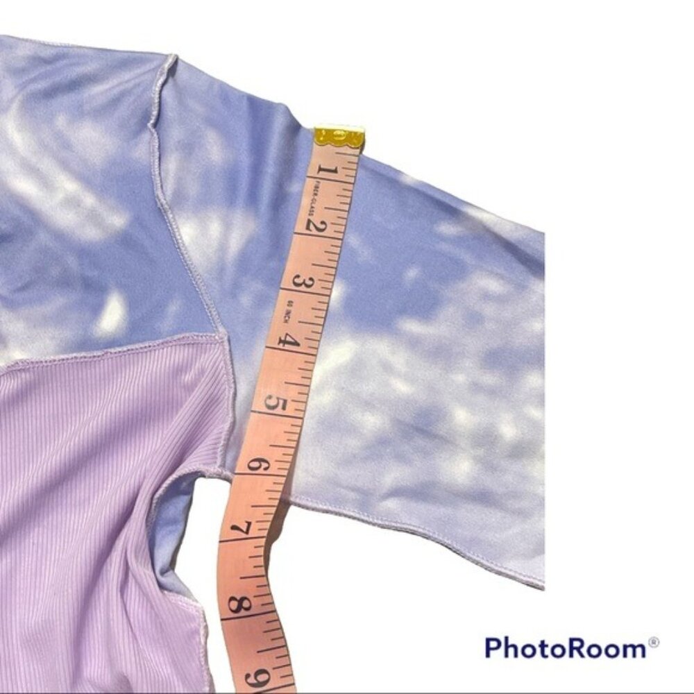 ROMWE Lavender Tie Dye Pajama Short & Longsleeve Crop Top Size Small & Cotton - Picture 9 of 12